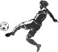 Soccer Left Kick, Line Art