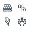 Soccer line icons. linear set. quality vector line set such as stopwatch, card, players