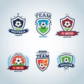 Soccer logo. Football logo. Set of soccer football crests and logo template emblem designs, logotypes design concepts.