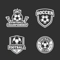 Set of 4 Soccer logos isolated on dark background