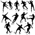 Soccer man silhouette set Royalty Free Stock Photo