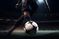 game kick football sport competition soccer stadium ball foot goal. Generative AI. Royalty Free Stock Photo