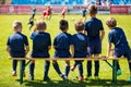 Soccer Match For Children. Young Boys Playing Tournament Soccer