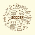 Soccer minimal thin line icons set