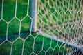 Soccer net on green background, football photo Royalty Free Stock Photo