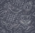 Soccer pattern on a chalkboard Royalty Free Stock Photo