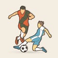 Soccer player action graphic vector. Royalty Free Stock Photo