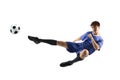 Soccer player in action isolated white Royalty Free Stock Photo