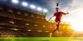 Soccer player in action panorama Royalty Free Stock Photo