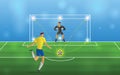 Soccer player in action Penalties on stadium background