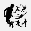 Soccer player action silhouettes set Royalty Free Stock Photo