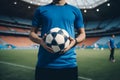 Soccer player with ball. Generate Ai Royalty Free Stock Photo