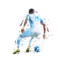 Soccer player with ball, isolated low polygonal vector illustration Royalty Free Stock Photo