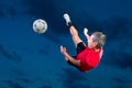 Soccer player in a bicycle kick Royalty Free Stock Photo
