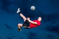 Soccer player in a bicycle kick Royalty Free Stock Photo