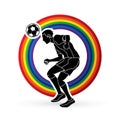 Soccer player bouncing a ball action graphic vector. Royalty Free Stock Photo