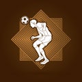 Soccer player bouncing a ball action graphic vector. Royalty Free Stock Photo