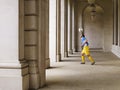 Soccer Player Bouncing Ball Off Head In Portico Royalty Free Stock Photo