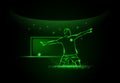 Soccer player. celebrating a goal, neon style