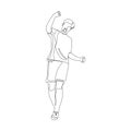 Soccer player celebrating goal. One line art Royalty Free Stock Photo