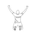 Soccer player celebrating goal. One line art Royalty Free Stock Photo