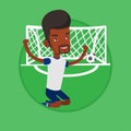 Soccer player celebrating scoring goal. Royalty Free Stock Photo