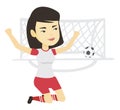 Soccer player celebrating scoring goal. Royalty Free Stock Photo