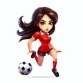 Soccer Player Girl Mascot on white Background Royalty Free Stock Photo