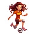 Soccer Player Girl Mascot on white Background Royalty Free Stock Photo