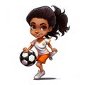 Soccer Player Girl Mascot on white Background Royalty Free Stock Photo