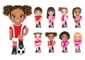 Soccer player girls international collection vector design Royalty Free Stock Photo