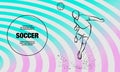 Soccer player heading the ball. Vector silhouette of a footballer jump and soccer ball. Vector outline of soccer player Royalty Free Stock Photo