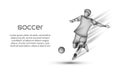 Soccer player hits the ball in motion. Royalty Free Stock Photo