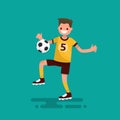 Soccer player hits the ball. Vector illustration Royalty Free Stock Photo