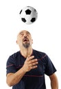 Soccer player hitting the ball with his head Royalty Free Stock Photo