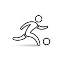 Soccer player icon outline symbol, vector isolated running football player