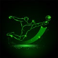 Soccer player, kick in flight, neon style