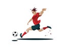 Soccer Player Kicking Ball.