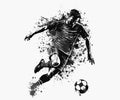 Soccer Player Kicking Ball Vector Illustration. Football Player Sketch Style Design.