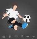 Soccer player kicks the ball with paint splatter design Royalty Free Stock Photo