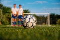 Soccer player kicks the ball.Soccer player takes the free-kick Royalty Free Stock Photo