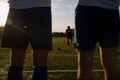 Soccer player kicks the ball.Soccer player takes the free-kick Royalty Free Stock Photo