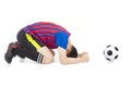 Soccer player lose the game and kneel down Royalty Free Stock Photo