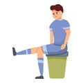 Soccer player need doctor help icon, cartoon style