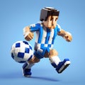 Soccer Player Pixel Art Image With Vibrant Color Blocks
