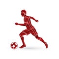 Soccer player running with soccer ball action graphic vector Royalty Free Stock Photo