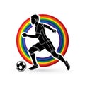 Soccer player running with soccer ball action graphic vector Royalty Free Stock Photo