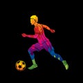 Soccer player running with soccer ball action graphic vector. Royalty Free Stock Photo