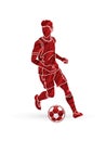 Soccer player running with soccer ball graphic vector. Royalty Free Stock Photo