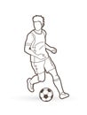 Soccer player running with soccer ball graphic vector Royalty Free Stock Photo